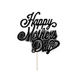 Schwarzer Glitzer Happy Mother's Day Tortenstecker mit Herz für Partydekoration - Schwarz