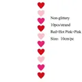 Vertical Valentine heart garland with 10cm red, rose and pink matte non-woven hearts - Matte (Non-glitter) / 10Pcs/String / Red & Rose Red & Pink