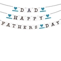 Striscione per la Festa del Papà con testo Happy Father's Day e cuori blu glitter - Banner a Lettere per la Festa del Papà