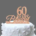 Rose gold glitter 60 Years Blessed cake topper for 60th anniversary celebration - 60 Years Blessed Glitter Rose Gold