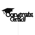 Topper per torta Congrats Grad glitterato nero con tocco per festa di laurea - Stile Nero (mys0406-3)