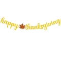 Glittery gold happy thanksgiving banner with orange maple leaf for autumn party decor - Happy Thanksgiving Maple Leaf (mys0209-5)