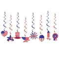 USA Independence Day hanging swirls set with eagle, stars and heart patterns - Spiral Swirls (8 Cards + 8 Spirals)