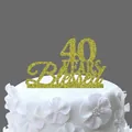 Glittering gold 40 YEARS Blessed cake topper for 40th anniversary celebration party - 40 Years Blessed Glitter Gold