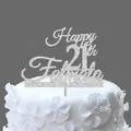 Topper per torta 21° compleanno Fatmata in glitter argento per decorazione - 21 Stile Favoloso / Argento Scintillante