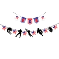 Set striscioni festa football americano USA con stelle e bandiere patriottiche rosse blu - Stile a Tema Giorno dell'Indipendenza degli Stati Uniti e Calcio (mys0227)