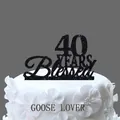Black glittery 40 YEARS Blessed cake topper for wedding anniversary celebration - 40 Years Blessed Glitter Black