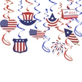 4th of July party hanging swirl decorations with American flag stars and rockets - Independence Day Theme Spiral Ornaments (J-0092)