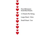 Vertical Valentine's red heart garland with 12 pieces in 10cm and 7cm sizes - Matte (Non-glitter) / 12Pcs/String / Red