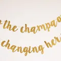 Striscione dorato glitterato con testo a tema champagne per decorazione di feste - Lo Champagne / Changing Her Stile