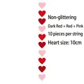 Matte heart garland in dark red, red and pink with 10 pieces of 10cm hearts per string - Matte (Non-glitter) / 10Pcs/String / Dark Red & Red & Pink