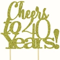 Golden glitter cake topper with Cheers to 40 Years art font for 40th anniversaries - Cheers to 40 years! / Glitter Gold