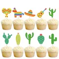 Set de décorations pour cupcakes cactus hawaïens et fête mexicaine pour gâteaux de plage - Style Combiné Multi-Design