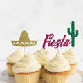 Décorations de cupcakes cactus et fiesta pour gâteaux de fête d'été à la plage - Style Sombrero Lettre Cactus