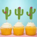 Décorations de gâteaux cactus à paillettes pour fête de plage à Hawaï sur cupcakes - Style Cactus