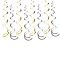 Décorations de fête en spirale dorée et noire pour anniversaires et plafonds de mariage - Spirales doubles noires et dorées