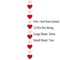 Pink and red glitter heart garlands with 10cm and 7cm hearts for Valentine decoration - Body Glitter / 12Pcs/String / Glitter Red & Pink