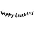 Banderole Happy Birthday noir et or pailleté avec lettres élégantes pour décor de fête - Banderole Joyeux Anniversaire Noire