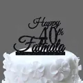 Custom black glitter Happy 40th Fatmata cake topper for birthday party decor - 40 Fabulous Style / Glitter Black