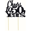 Black glittery Cheers to 50 Years cake topper for golden wedding or birthday - Cheers to 50 years! / Glitter Black