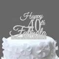 Custom silver glitter Happy 40th Fatmata cupcake topper for birthday party cake decoration - 40 Fabulous Style / Glitter Silver