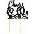 Black glittery cake topper featuring Cheers to 60 Years text for anniversaries - Cheers to 60 years! / Glitter Black