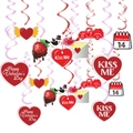 Valentinstag-Set mit roten Spiral-Hängedekorationen und Herz-Anhängern für Decken - Hängende Wirbel und Kartenkombination