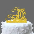 Golden glitter 'Happy 40th Fatmata' cake topper for 40th birthday party decorations - 40 Fabulous Style / Glitter Gold
