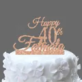 Custom rose gold glitter Happy 40th Fatmata cupcake topper for birthday decor - 40 Fabulous Style / Rose Gold