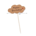Cloud-shaped kraft paper Happy Birthday cake topper with red heart on a wooden stick - Cloud Happy Birthday / Set of 6