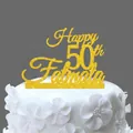 Customized golden glitter Happy 50th Fatmata cake topper for 50th birthday party - 50 Fabulous Style / Glitter Gold