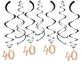 Rose gold 40th birthday PVC spiral hanging swirls for anniversary party decoration - 40th Style / Rose Gold