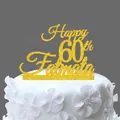 Customized gold glitter 60th birthday cake topper featuring Happy 60th Fatmata text - 60 Fabulous Style / Glitter Gold
