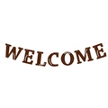 Willkommensbanner im American Football Design mit braunen Buchstaben und weißen Nähten - Welcome Banner
