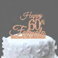 Rose gold glitter Happy 60th Fatmata cupcake topper for anniversary party decorations - 60 Fabulous Style / Rose Gold