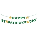 Green and gold glittery St. Patrick's Day banner featuring Happy St Patricks Day text - Glitter HAPPY ST PATRICKS DAY Letter Banner