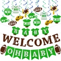 Football themed baby shower party decoration set with spirals and glitter banners - Hanging Swirls and Banners Set