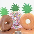 Adornos de purpurina verde con hojas de piña para cupcakes y decoración de fiesta de verano - Estilo de Hoja de Piña