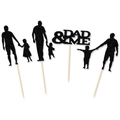 Black glitter cake topper set with father and child silhouettes and Dad & Me text - Father (as Shown In The Picture)