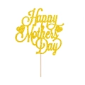 Goldener Glitzer-Tortenstecker Alles Gute zum Muttertag mit Herzen und Holzstab - Gold Stil 1 (H0016-1) / Gold