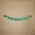 Striscione CONCESSIONS in feltro verde con icone football per decorazioni festa - Stile CONCESSIONS Football Americano