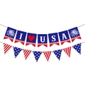 USA Independence Day banner set with I Love USA message and red white blue pennants - Banner Set