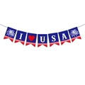 I Love USA party banner with red white blue fireworks on a minimalist white background - I LOVE USA Letter Banner