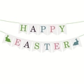 Dettaglio dello striscione Happy Easter con lettere colorate e sagome di conigli pasquali - Coda Di Pesce Happy Easter E Conigli