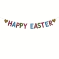 Striscione Happy Easter glitter arcobaleno con cuori dorati per decorazioni di Pasqua - Happy Easter E Cuori D'oro