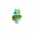 Decorazione per torta Lucky ONE verde glitterata con trifoglio per primo compleanno - Lucky ONE Decorazione per Torta