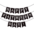 Dreistufiges Banner in Schwarz und Silber Happy Father's Day für Partydekorationen - Schwarzer Schwalbenschwanz Weiße Buchstaben