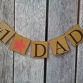 Father's Day party banner with #1 DAD lettering and red star on kraft paper cards - Kraft Paper Star DAD Style