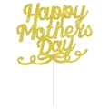 Topper per torta dorato glitter Happy Mother's Day con design artistico corsivo - Decorazione Grande Oro Happy Mothers Day (1 pz) / Oro