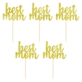 Set di 5 decorazioni per torta dorate glitter 'Best Mom' per la festa della mamma - Decorazioni best mom Oro (Confezione da 5) / Oro